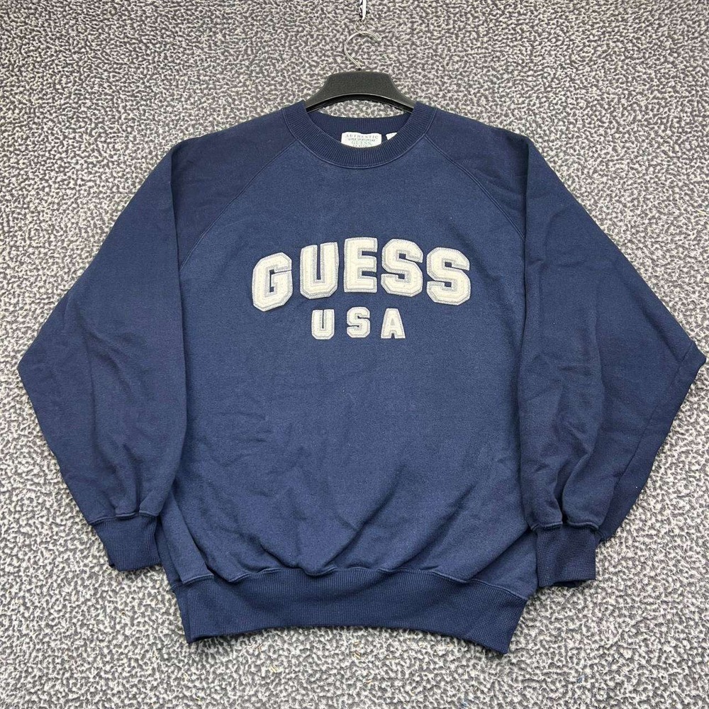 Vintage Guess USA Georges Marciano Sweatshirt Men Large Navy Blue Crewneck